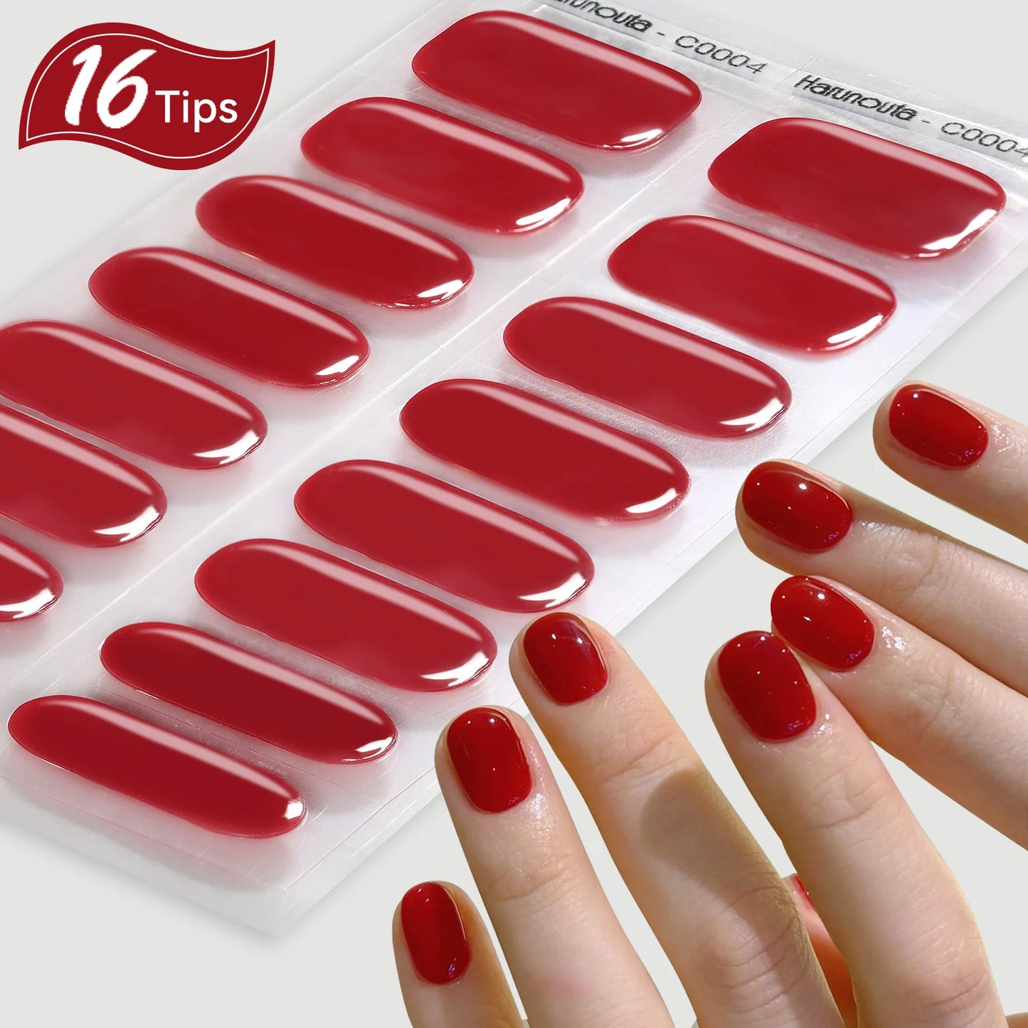 Harunoura Red Series Semi Cured Gel Nail Strips Maroon Gel Polish Nail Stickers Waterproof Long Lasting Stickers for Nails Decor