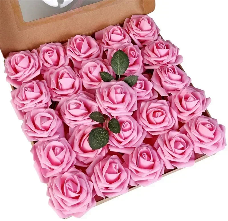 10/25/50Pcs Artificial Rose Flowers Foam Fake Flowers Roses for DIY Wedding Bouquets Party Home Decor Garden Decoration