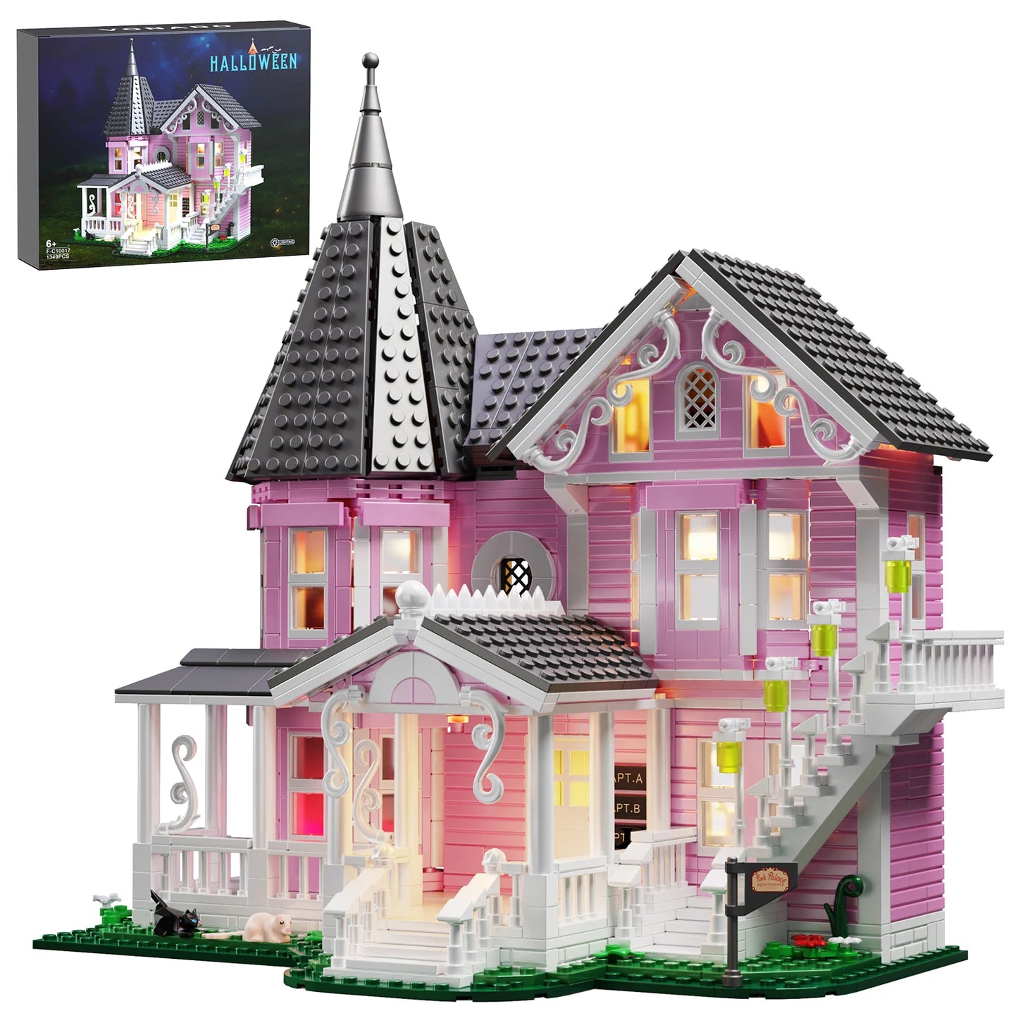 NEW Coralined Pink Palace Apartment Building Block Set Ideas Movie Architecture Model Toys for Boys and Girls Christmas Gifts