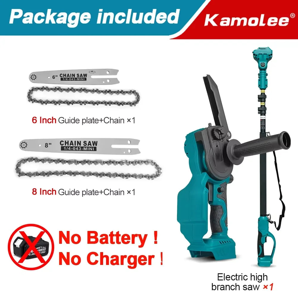 Kamolee Brushless Cordless 50mm Electric scissors,6+8 inch Electric high branch saw,with 2.5-meter extension and telescopic rod