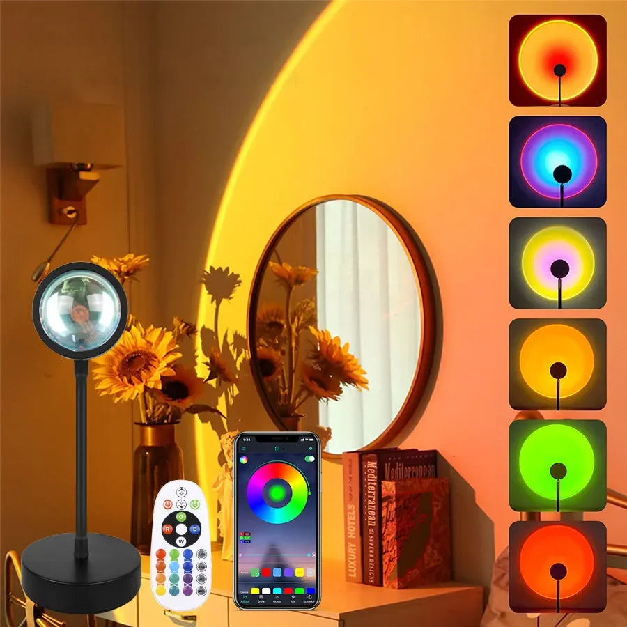 CosmicGlow: Tuya Smart RGB Sunset Projector Lamp