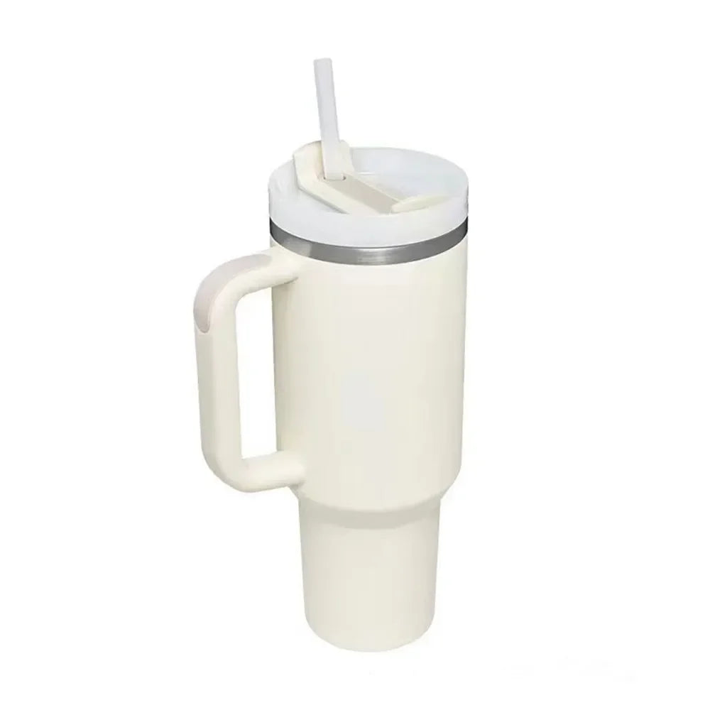 Outdoors Tumbler with Handle Lid Straw 40oz Stainless Steel Water Bottle Vacuum Thermos Cup Travel Thermal Coffee Mug