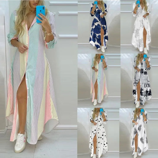 BohoChic: Printed Long Sleeve Casual Maxi Dress