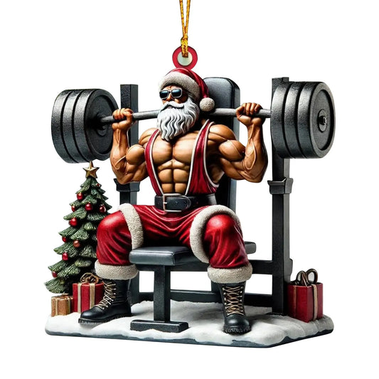 Gym Santa Christmas Home Wall Decoration Cool And Imposing Santa Acrylic Material 2d Santa Cool Pendant Decoration