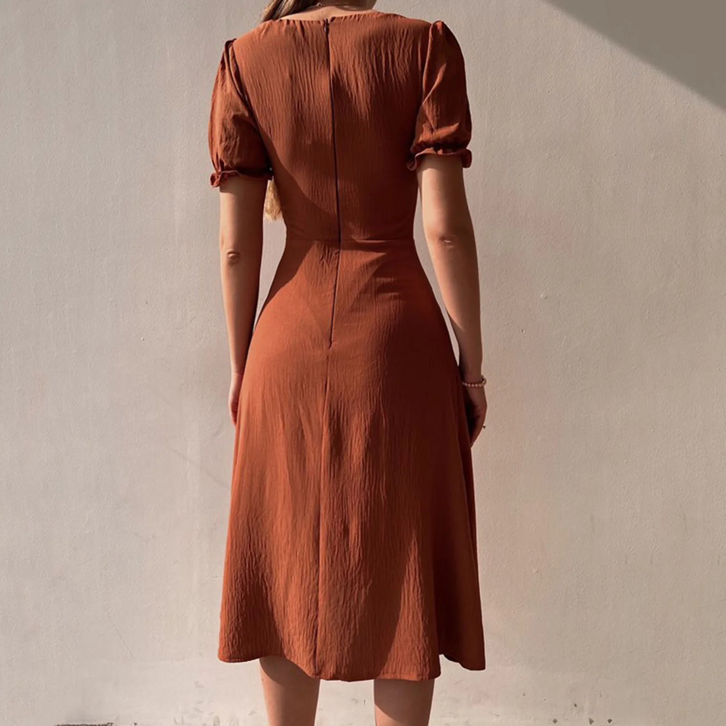 Intellectual Skin-touching Sweet Solid Color Princess Long Dress Female Clothing