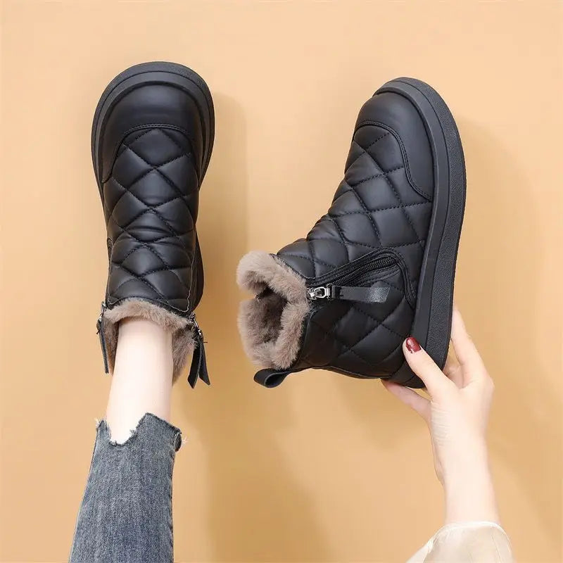 Women'S Winter Snow Boots And Velvet Padded Women'S Cotton Shoes Waterproof And Non-Slip Warm Boots.