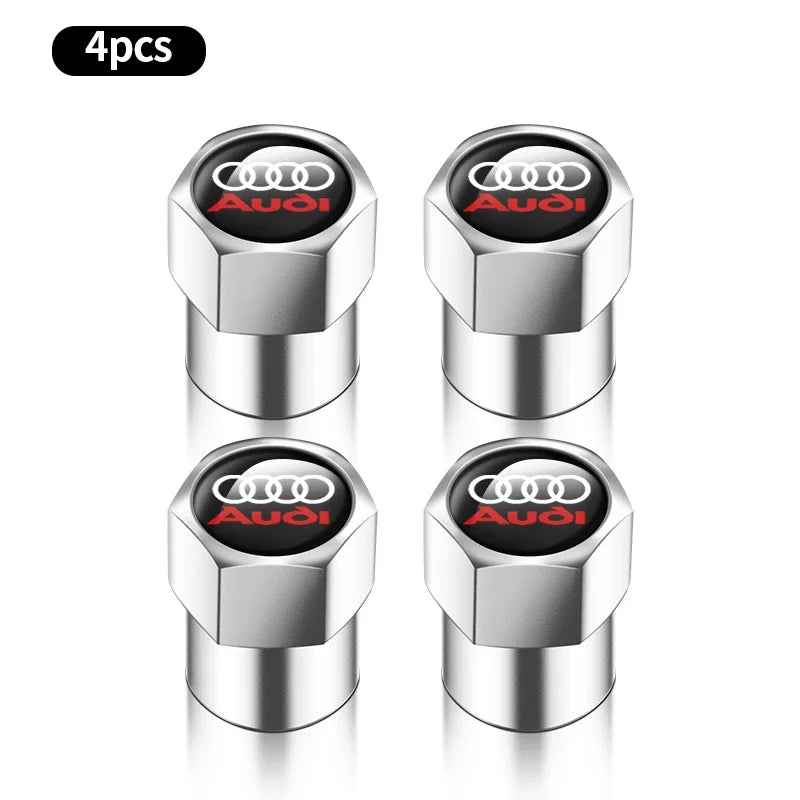 4pcs Car Wheel Tire Valve Caps Tyre Stem Covers Airdust Waterproof For Audi Sline A3 A4 A5 A6 A7 A8 Q3 Q5 Q8 TT TTS Accessories