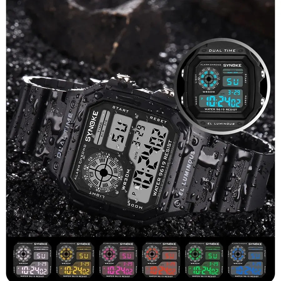 SYNOKE Digital Watches Men Sports Luminous Multifunction Waterproof Women Wristwatch Outdoor and Running Student Seven Lights - Surpriseshopper.com