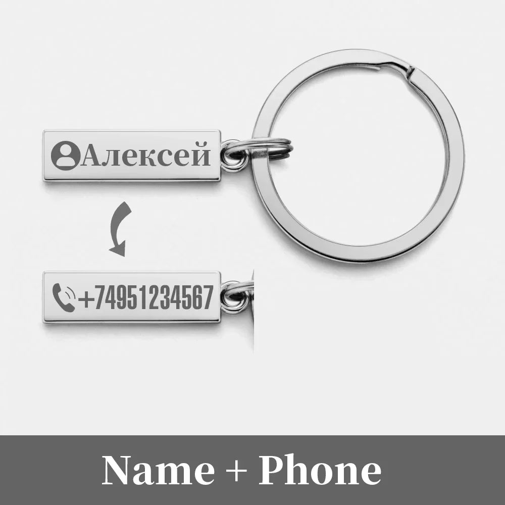 Anti-lost Keychain Small Chic Personalized Customized Keyring  for Car Name Phone Number Men Women Gift  Key Chain Holder P021 Surpriseshopper.com