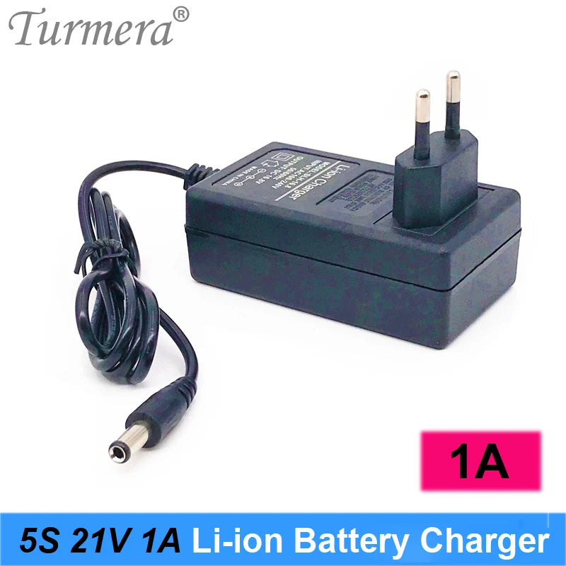 Turmera 12.6V 16.8V 21V 25V 2A 1.3A 1A 18650 Lithium Battery Charger DC5.5*2.1MM for 3S-6S 12V -25V Screwdriver Battery Pack Use