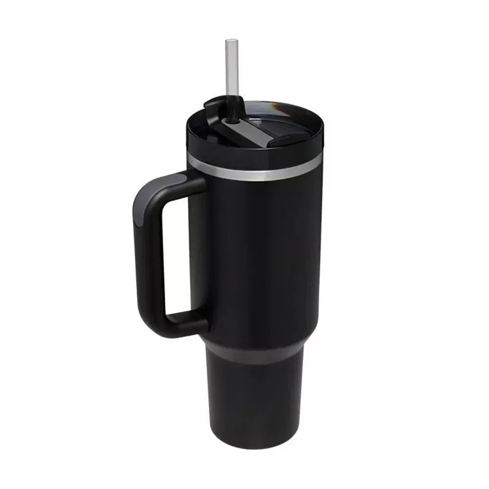 Outdoors Tumbler with Handle Lid Straw 40oz Stainless Steel Water Bottle Vacuum Thermos Cup Travel Thermal Coffee Mug