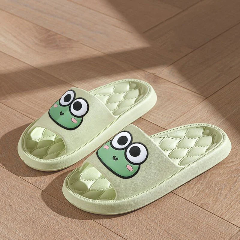 Summer Beach Slides Bathroom Anti Slip Slipper Non-Slip Home Flip Flops Cartoon Frog Soft Sandals - Surpriseshopper.com