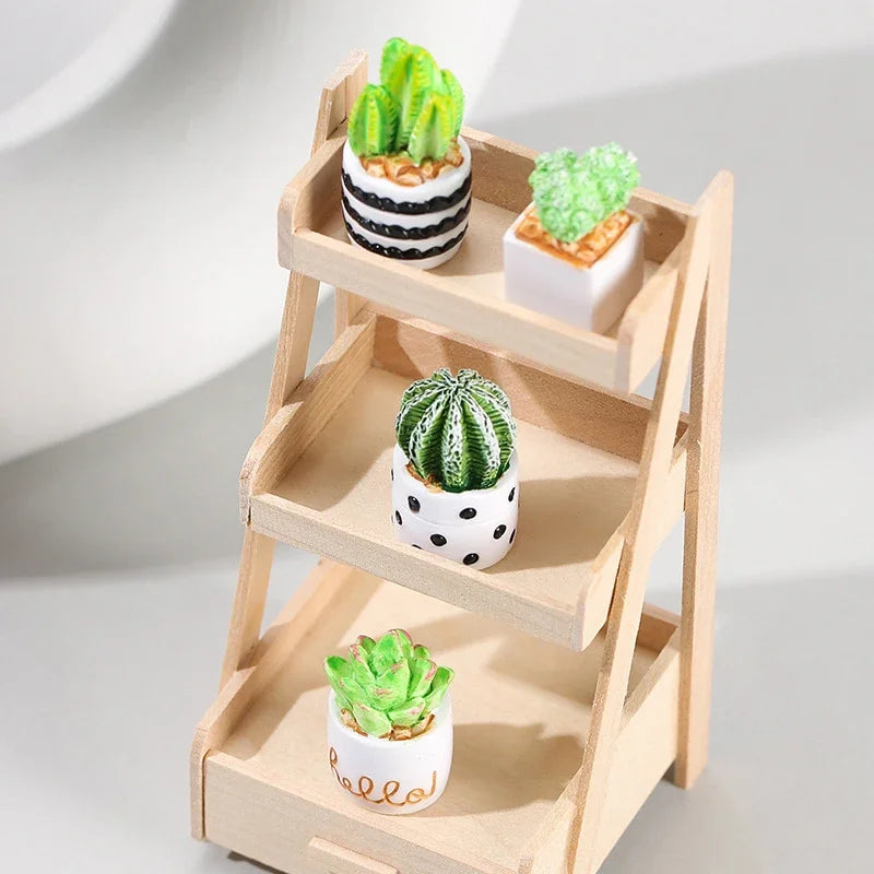 1PC Artificial Resin Cactus Succulents Potted Plant Indoor Home Office Tabletop Decoration Small Potted Micro Landscape Ornament