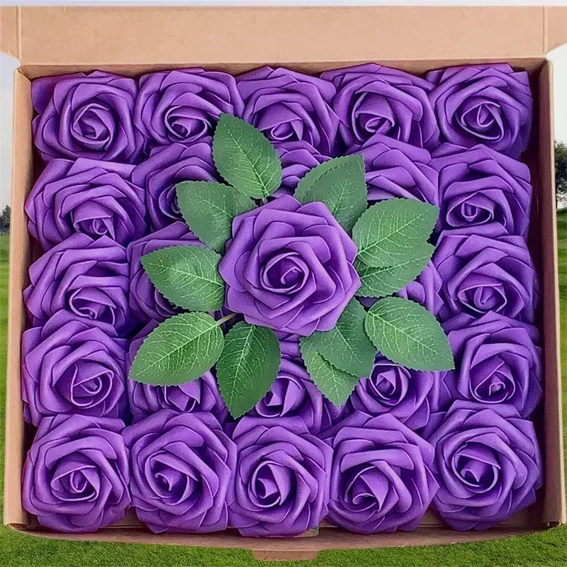 10/25/50Pcs Artificial Rose Flowers Foam Fake Flowers Roses for DIY Wedding Bouquets Party Home Decor Garden Decoration