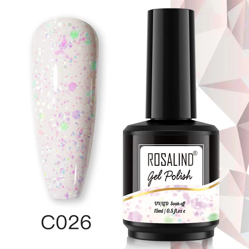 ROSALIND 15ML Pure Colors Nail Polish For Art Manciure Design Gel Nail Base Top Coat Semi Permanent Soak Off UV Gel Nail Varnish - Surpriseshopper.com