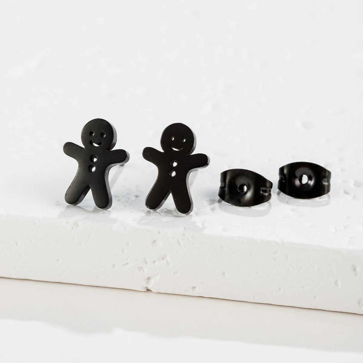 Mini Cartoon Gingerbread Snowman Stud Earrings Ladies Gold Color Stainless Steel Earrings Girl Tragus Jewelry Pircing Oreja Surpriseshopper.com