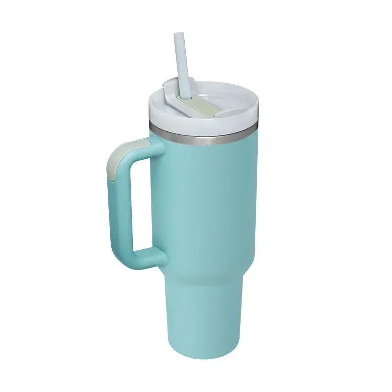 Outdoors Tumbler with Handle Lid Straw 40oz Stainless Steel Water Bottle Vacuum Thermos Cup Travel Thermal Coffee Mug