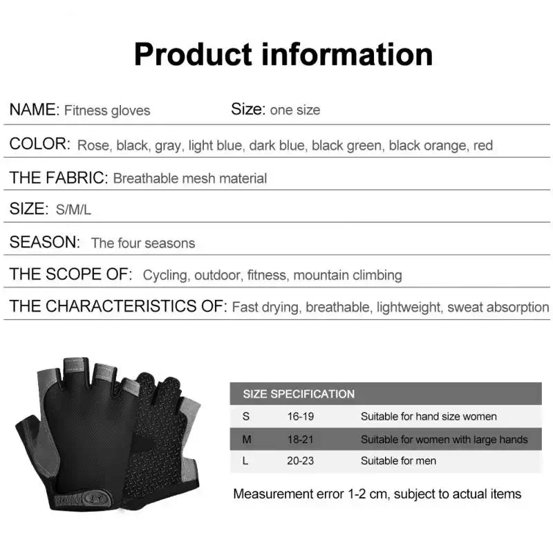 Half Finger Cycling Gloves Men Women Anti Slip Shock Breathable Summer Bicycle Gloves Fingerless Sports Gym Training Bike Gloves