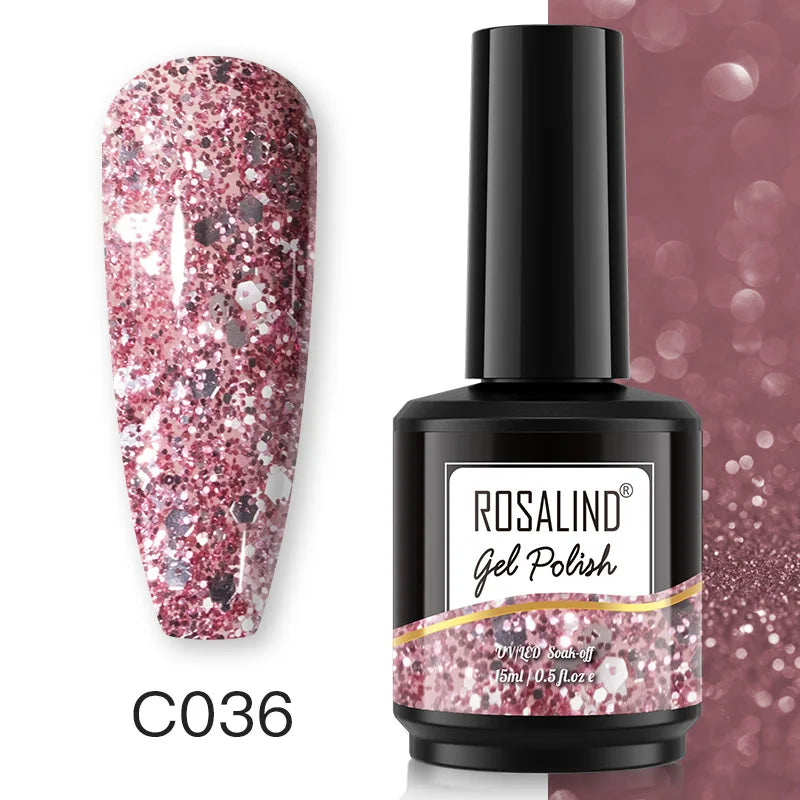 ROSALIND 15ML Pure Colors Nail Polish For Art Manciure Design Gel Nail Base Top Coat Semi Permanent Soak Off UV Gel Nail Varnish - Surpriseshopper.com