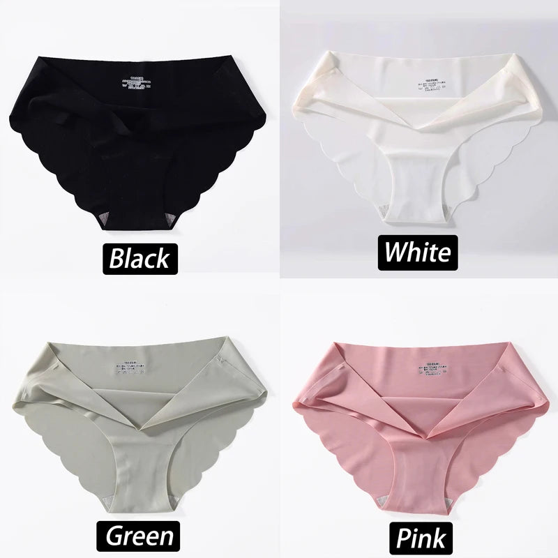 4PCS/Set Seamless Silk Briefs Sexy Panties For Women