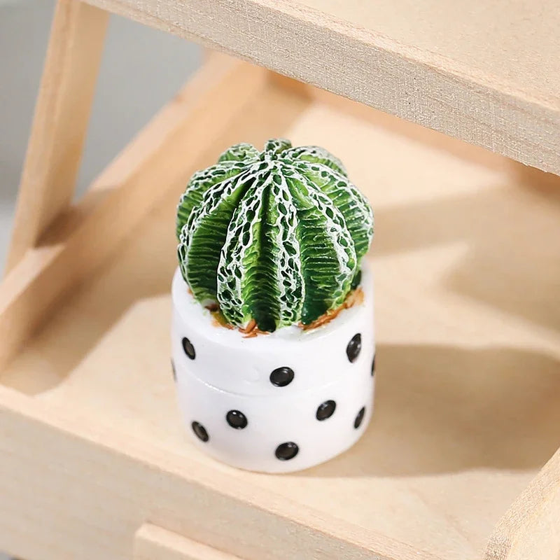 1PC Artificial Resin Cactus Succulents Potted Plant Indoor Home Office Tabletop Decoration Small Potted Micro Landscape Ornament