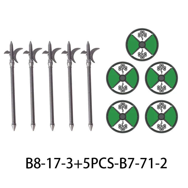 MOC Medieval Military War Castle Knight Army Shield Weapons Accessories Building Blocks Warrior Crossbow Sword Spear Bricks Toys