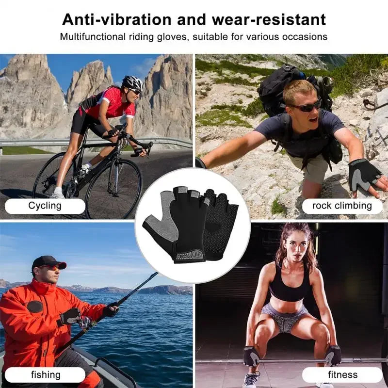 Half Finger Cycling Gloves Men Women Anti Slip Shock Breathable Summer Bicycle Gloves Fingerless Sports Gym Training Bike Gloves