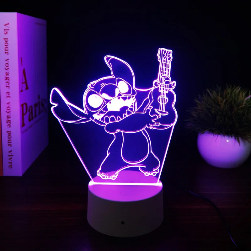 3D Illusion Stitch Night Light with Remote Control and Smart Touch Room Decor Lamp Birthday Valentine's Day Christmas Gifts