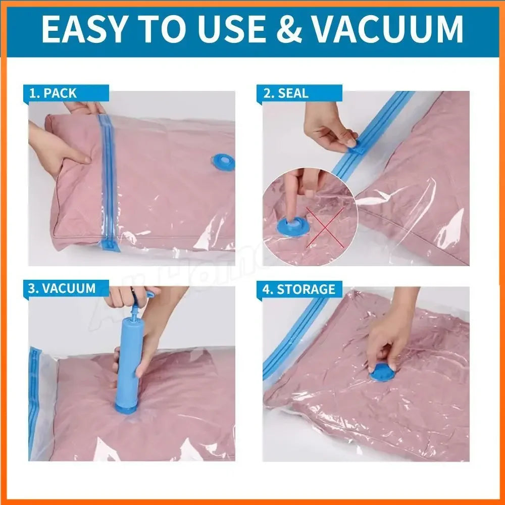 Vacuum Clothing Storage Bags Vacuum Packet Vacuum Sealer Bags for Clothes Travel Compression Bag Pack Organizer with Hand Pump