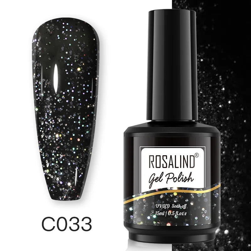 ROSALIND 15ML Pure Colors Nail Polish For Art Manciure Design Gel Nail Base Top Coat Semi Permanent Soak Off UV Gel Nail Varnish - Surpriseshopper.com