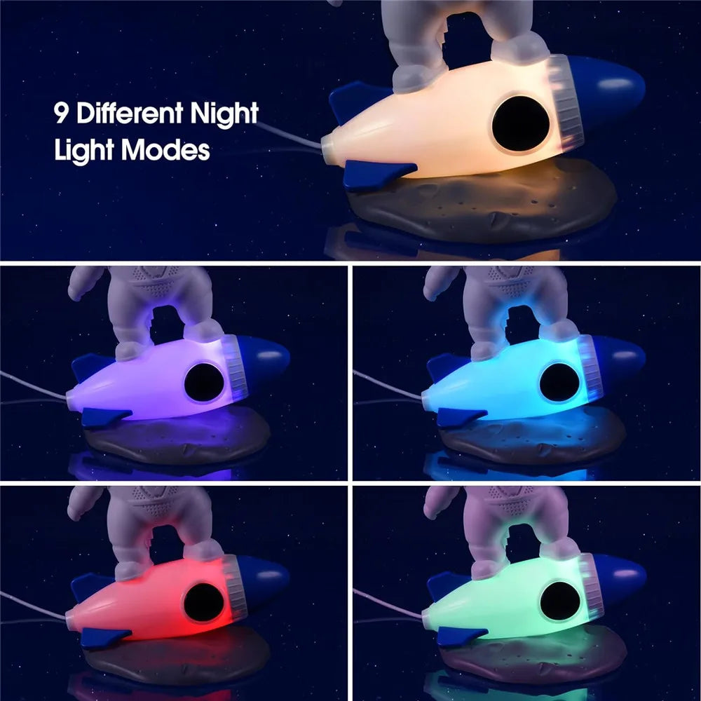 Astronaut Galaxy Starry Sky Projector Night Light Remote Control Rocket Nebula Projection Lamps For Bedroom Christmas Kids Gift