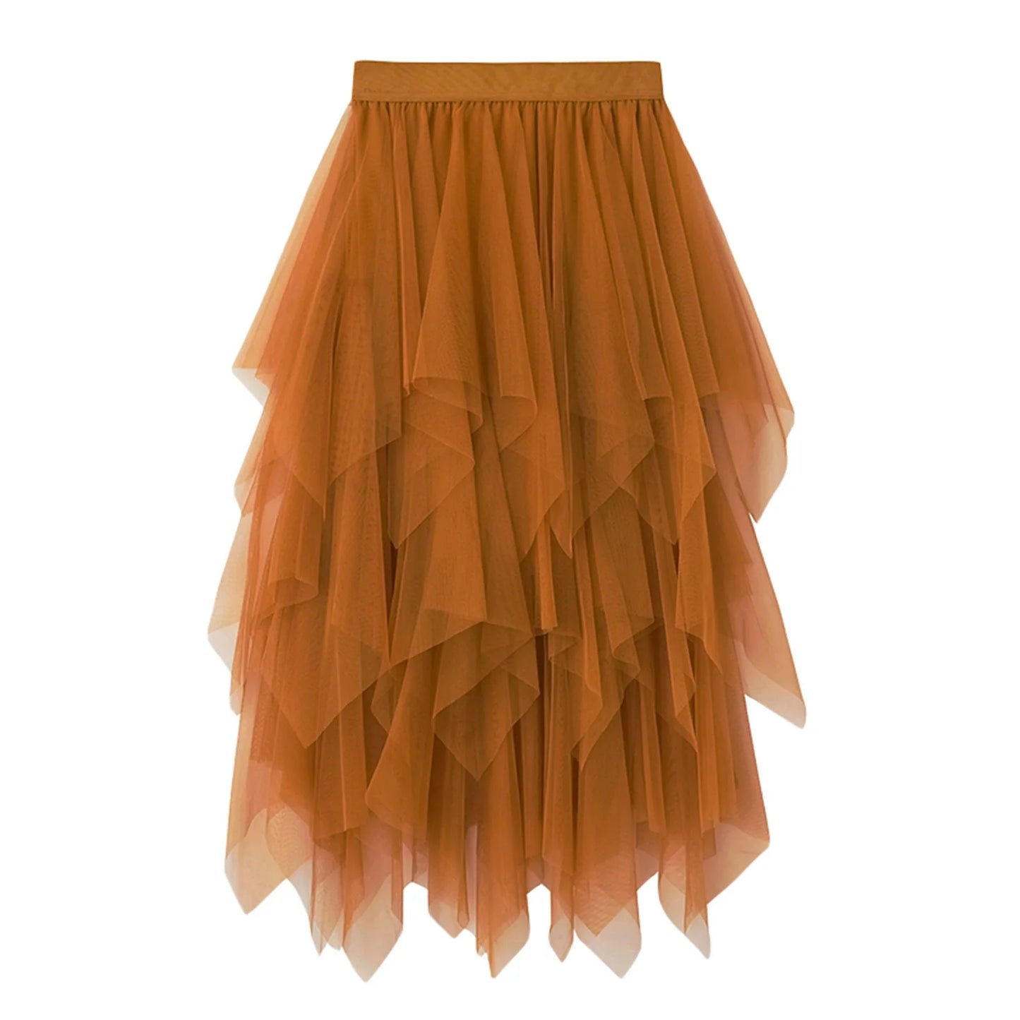 Lady s Fashionable Sexy Solid Color Mesh Skirt Irregular Elastic Tulle Bubble Skirt Daily Life and Vacation Surpriseshopper.com