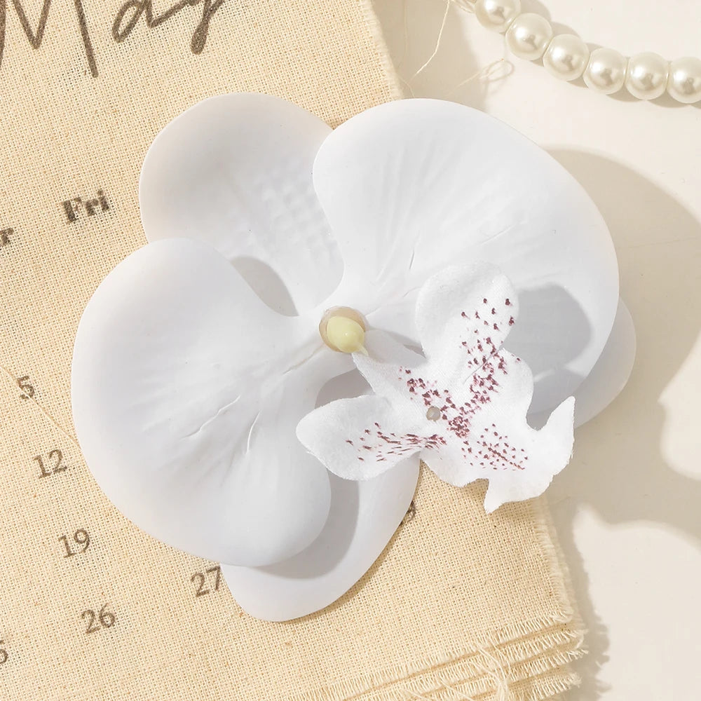 5/10pcs Phalaenopsis Artificial Butterfly Orchid 9.5CM Fake Flowers Heads Wedding Decoration for Home Room Decor Gift Accessory