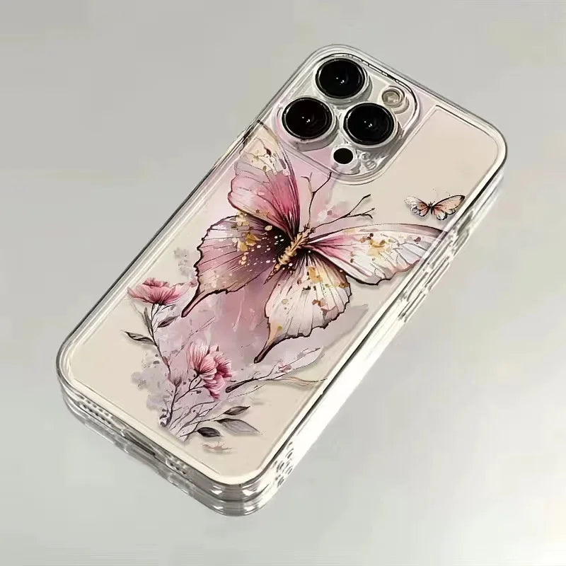 Colorful Butterfly Soft Transparent Case For iPhone 11 15 14 Pro Max13 12 MiNi XS XR X 7 8 15 Plus SE2 Shockproof Bumper Cover