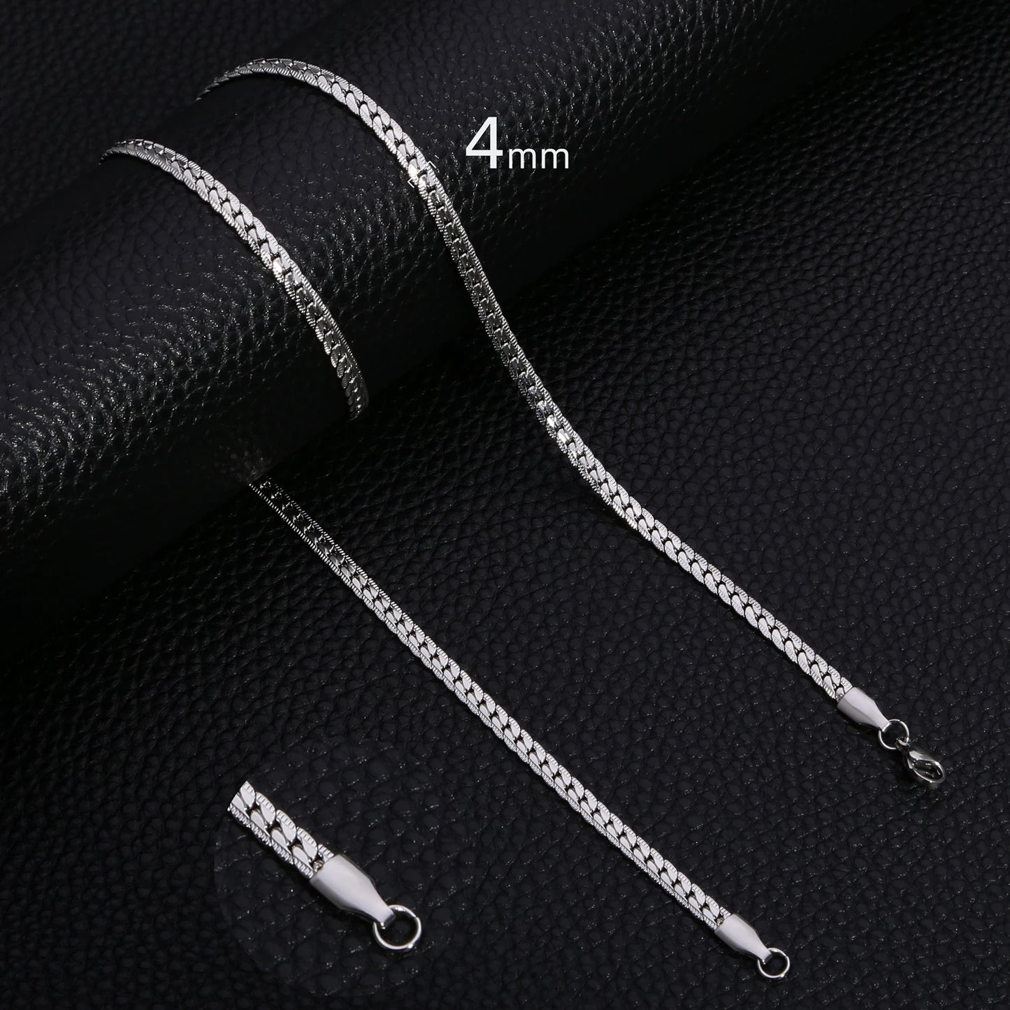 HIYEE Punk 3/4/5/6/7mm Embossed Flat Snake Chain Necklace Gold/Silver Colored Stainless Steel Chain Men Women Fashion Jewelry