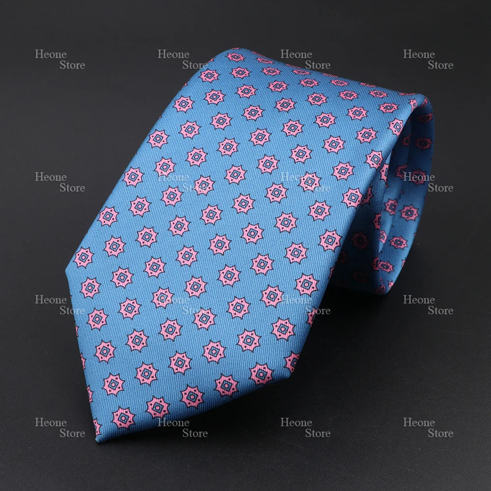 Super Soft Bohemian Silk Polyester Ties For Men Novelty Design Blue Light Color Wedding Office Business Gravata Printed Tie Gift